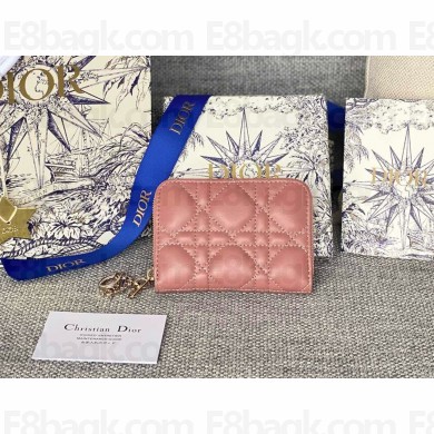 Dior Mini Lady Dior Gardenia Wallet dark pink Cannage Lambskin 1112-2024