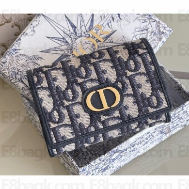 Dior 30 Montaigne Glycine Wallet Blue Dior Oblique Jacquard 1112-2024