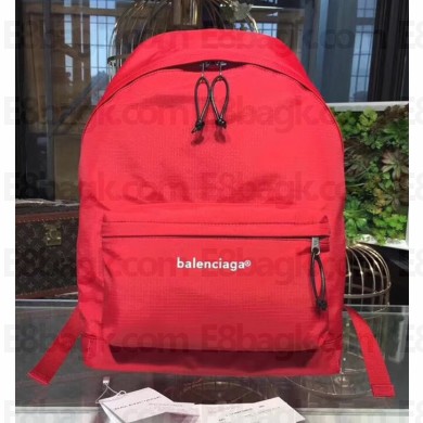 Balenciaga Explorer Canvas Backpack Bag with Logo Label Red 2018