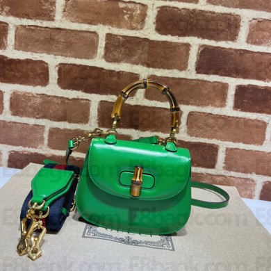 Gucci leather Mini top handle bag with Bamboo 686864 green 2021