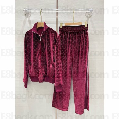 GUCCI GG VELVET COAT AND PANTS BURGUNDY 2024 