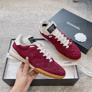 chanel burgundy Suede Kidskin sneakers G45335 2023