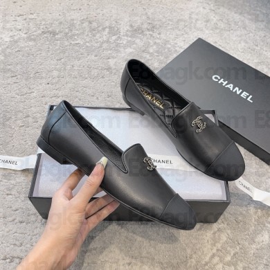 chanel Lambskin & Grosgrain Black Moccasins G45276 2023