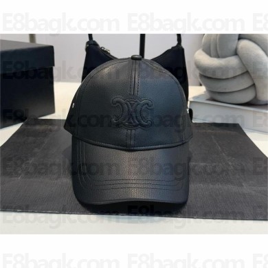 celine Triomphe baseball cap in lambskin black 2024