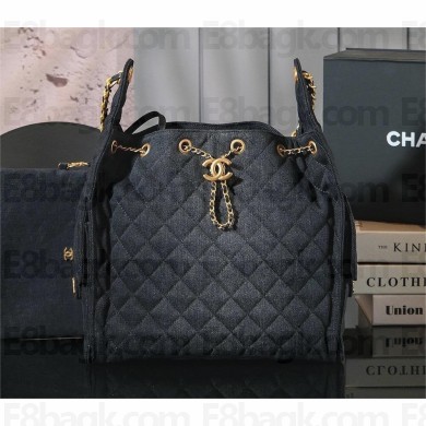 Chanel 25 Medium Handbag IN Washed Denim & Gold-Tone Metal AS5311 black 2025