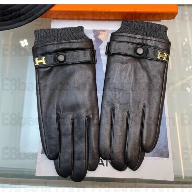 hermes black sheepskin golves 2024