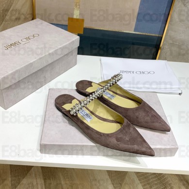 Jimmy Choo pearls flats in suede leather coffee 2020