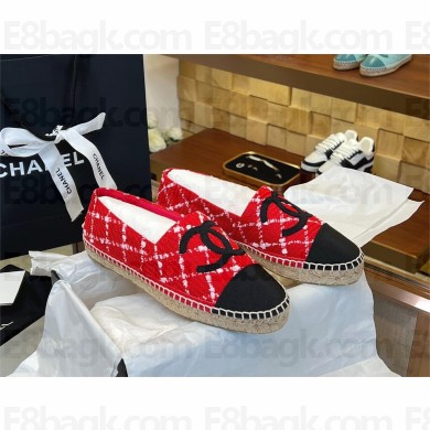 Chanel RED TWEED QUILTING Espadrilles G29762 2023