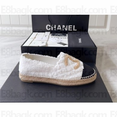 Chanel Cotton Tweed & Grosgrain Espadrilles G39028 Light Yellow & Black 2023