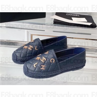 Chanel CHARMS Lambskin Espadrilles Black 2023