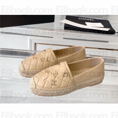 Chanel CHARMS Lambskin Espadrilles APRICOT 2023