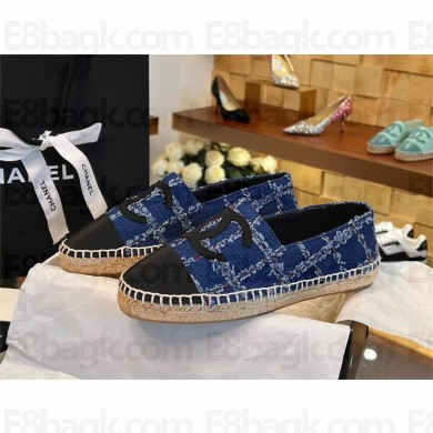 Chanel Cotton Tweed & Grosgrain Espadrilles G29762 Blue, Light Blue, Red & Black 2023