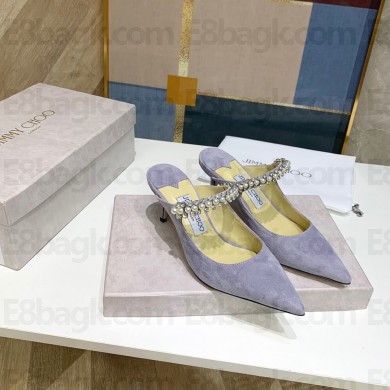 Jimmy Choo bing 65mm pearls mules in suede leather gray 2020