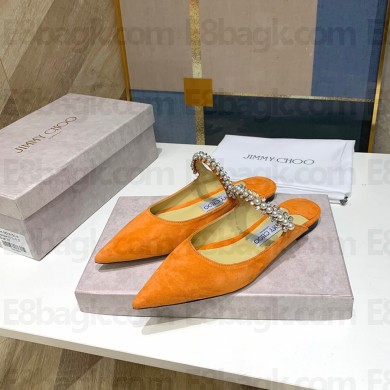 Jimmy Choo pearls flats in suede leather orange 2020
