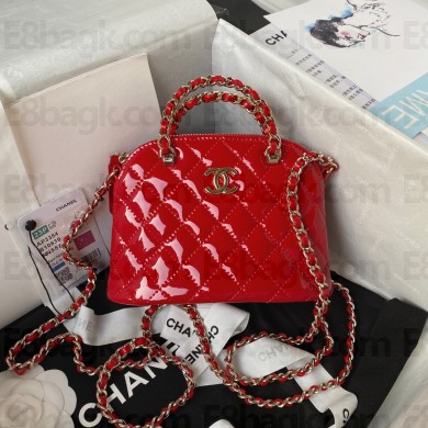 CHANEL Patent Calfskin & Gold-Tone Metal Clutch with Chain AP3354 red 2023