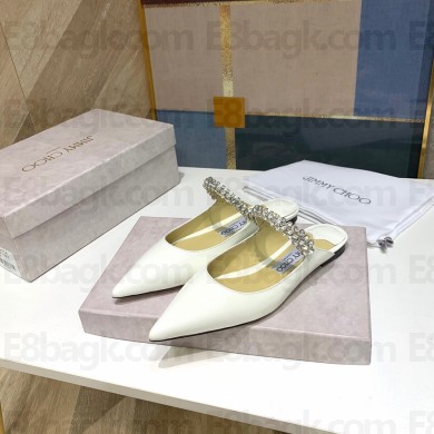 Jimmy Choo crystals flats in patent leather white 2020