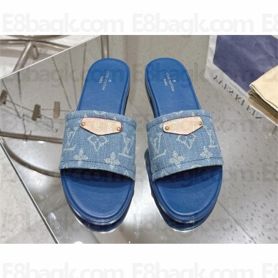 Louis Vuitton Monogram denim Lily Flat Mule blue 2025