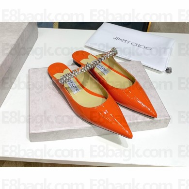 Jimmy Choo crystals flats in patent leather orange 2020