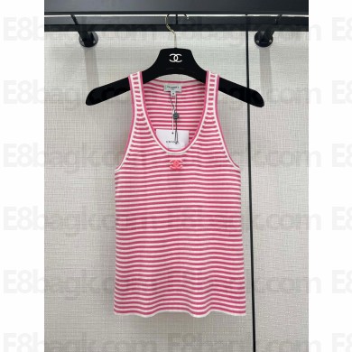 CHANEL PINK STRIPED TANK 2024 SPRING
