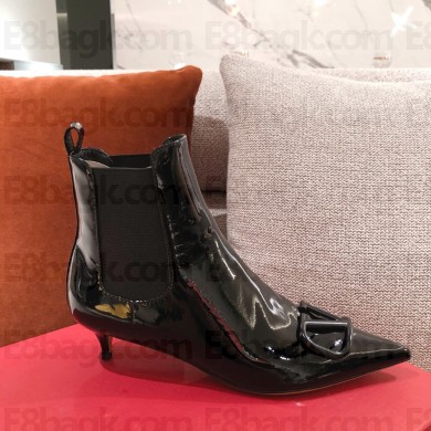 valentino 4cm heel GARAVANI VLogo Signature Patent Leather Ankle Boot black 2020
