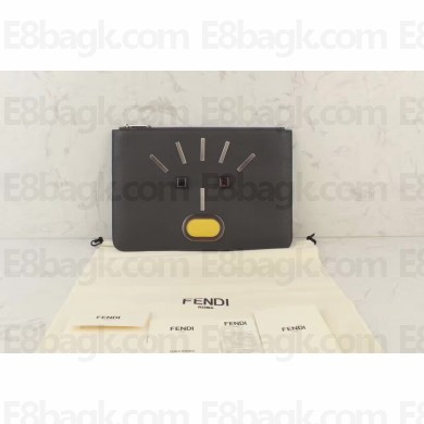 Fendi BAG BUGS  Togo calfskin leather Clutch Black(xiaowei-732902)