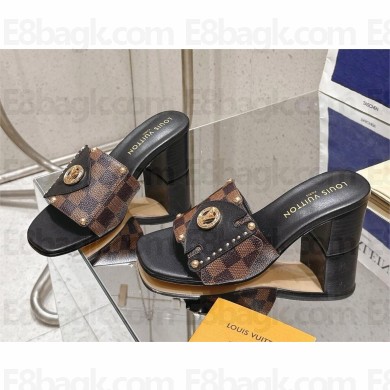 Louis Vuitton heel 4.5cm Damier Ebene Canvas Frame Flat Mule 2025