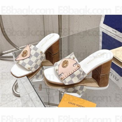 Louis Vuitton heel 4.5cm Damier Azur CANVAS Frame Flat Mule 2025