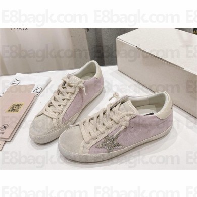 golden goose Super-Star LTD in pink and pearl suede with platinum glitter star sneakers 2024