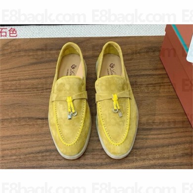 Loro Piana Women/Men Summer Charms Walk Suede leather Loafers 01