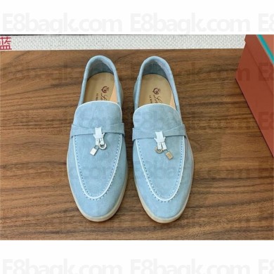 Loro Piana Women/Men Summer Charms Walk Suede leather Loafers 04
