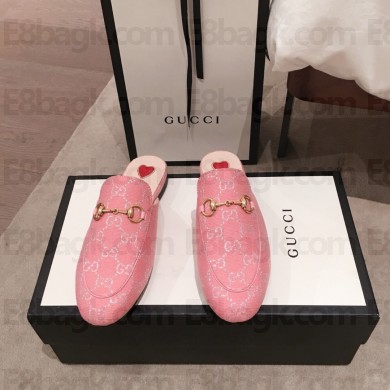 Gucci Princetown GG lamé fabric Slippers pink 2020
