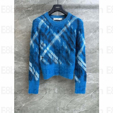 dior Blue Check'n'Dior Technical Mohair and Alpaca Knit 2023