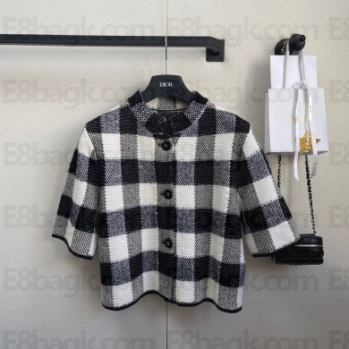 dior Gray and Black Check'n'Dior Wool, Alpaca and Cotton Blend Knit 2023