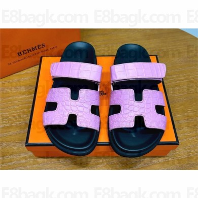 Hermes Chypre sandals in aligátor LEATHER pink 2024