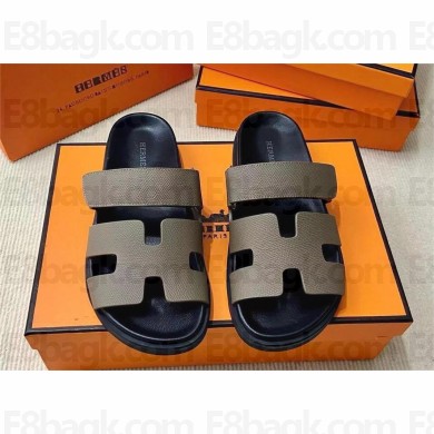 Hermes Chypre sandals in  Epsom calfskin etoupe 2024