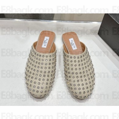 ALAÏA leather Crystal-Embellished Slip-On Mules white 2025