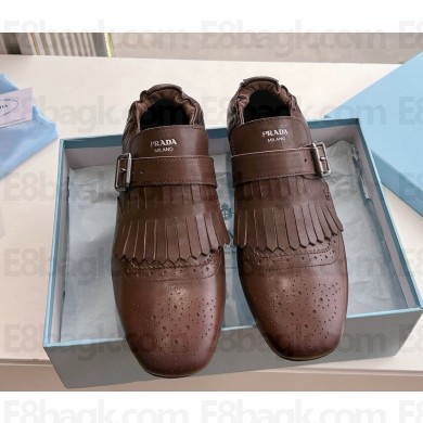 Prada Shuffle fringed monk strap shoes DARK BROWN 2EG473 2025