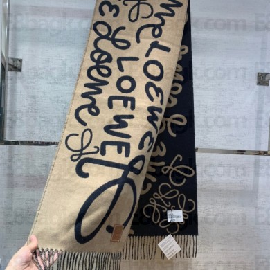 LOEWE SCARF IN WOOL AND CASHMERE CAMEL/BLACK2022