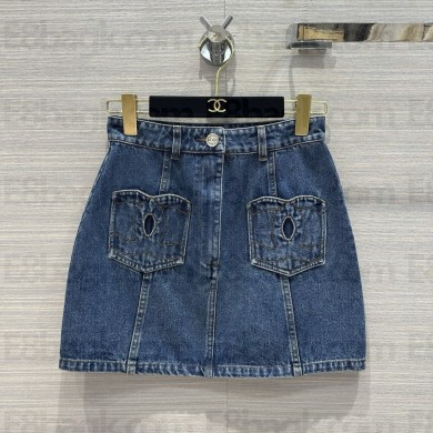 Chanel Coco Denim Skirt Blue 2024
