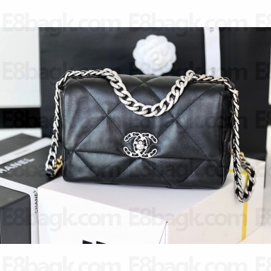 Chanel 19 Flap Bag AS1160/AS1161 goatskin Black/silver (original quality)