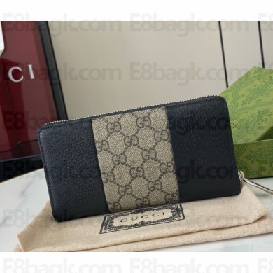 Gucci GG Supreme wallet 821803 beige canvas and black leather 2024