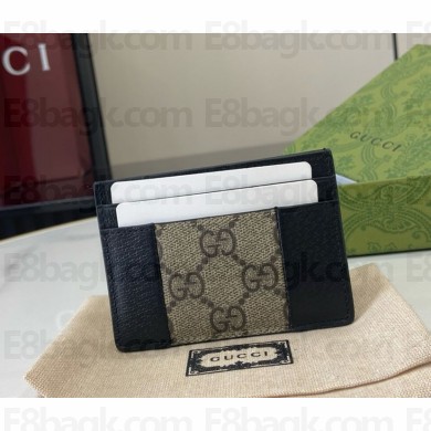 Gucci GG Supreme Card Holder 795486 Beige canvas and black leather 2024