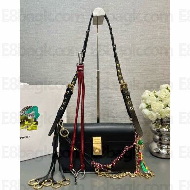 Prada Soft Sound small leather shoulder bag with charms 1BD379 black 2024