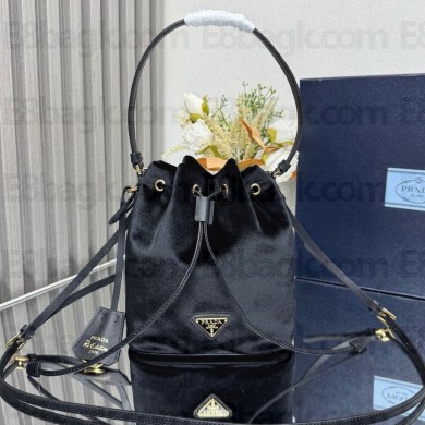 Prada Velvet mini-bag with nappa leather details 1BE067 black 2024