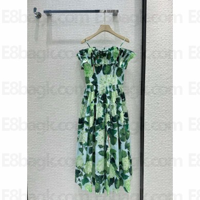 D&G GREEN FLOWER PRINTED MIDI DRESS 2023