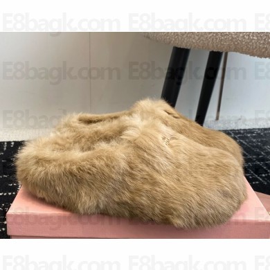 Miu Miu cony hair flat mules beige  1123-2024