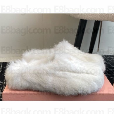 Miu Miu cony hair flat mules white  1123-2024