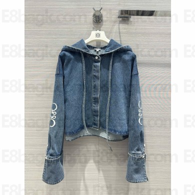 loewe Cropped hooded shirt in denim jeans blue 2024