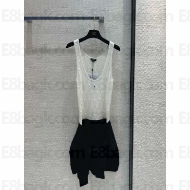 chanel Cotton & Mixed Fibers White & Black dress P77060 2024