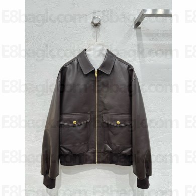 celine loose aviator blouson jacket in soft lambskin ebene 2025